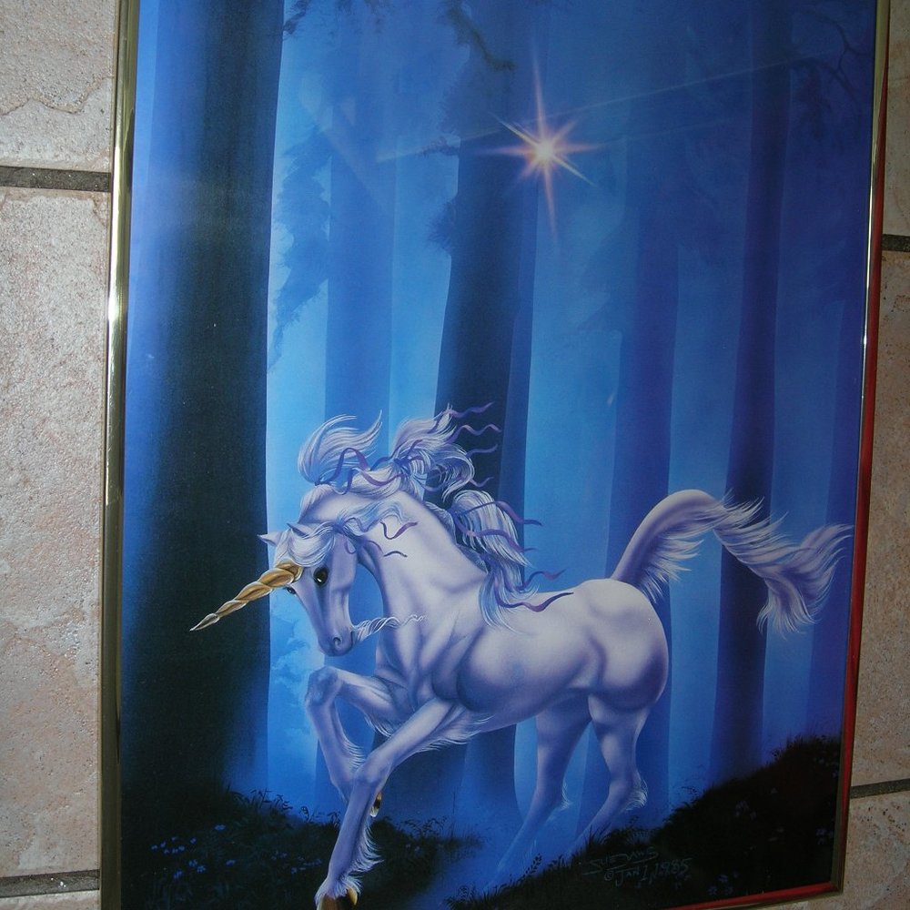 Mystical Unicorn Horse print, framed 20"x16 1/4"